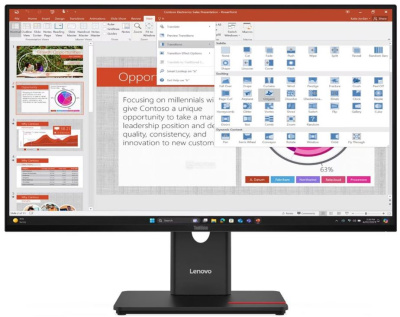 Монитор 27" Lenovo ThinkVision T27-40 64A5MAT6EU 1920x1080, WLED, 16:9, IPS, 300cd/m, 1500:1, 178°/178°, VGA, HDMI, DP, 120Hz, black