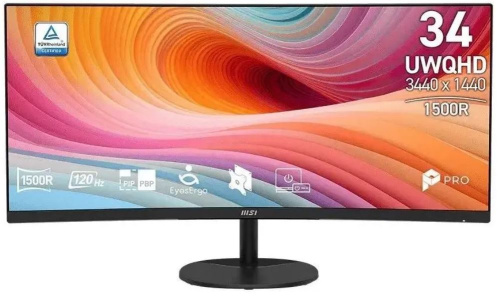 Монитор 34" MSI PRO MP341CQ E12 9S6-3PB2CT-212 3440x1440, 21:9, VA, 300cd/m2, 3500:1, 100M:1, 178/178, 2*HDMI, DP, 120Hz, Curve1500R, Tilt, Speaker, V