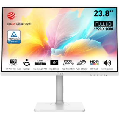 Монитор 23,8" MSI Modern MD2412PW 9S6-3PA59H-096 1920x1080, 16:9, IPS, 100Hz, 1ms, 1000:1, 300cd, 178гр/178гр, HDMI, USB-C, white