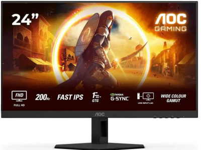 Монитор 23,8" AOC 24G4HRE 1920x1080 WLED 16:9, IPS, 300cd/m, 1000:1, 80M:1, 1мс, 178/178, 2*HDMI, DP, 200HZ, speakers, black