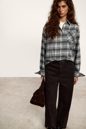 Рубашка в клетку из шерсти и тенселя