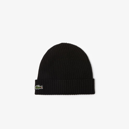 Шерстяная шапка Lacoste унисекс в рубчик