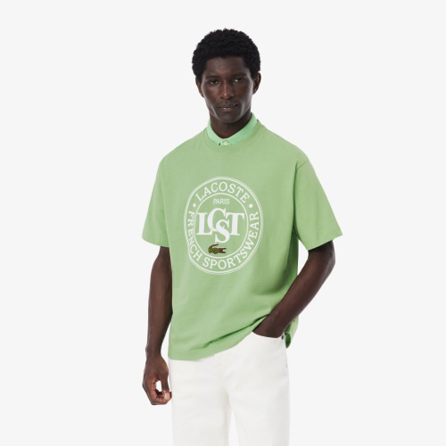Мужская футболка Lacoste из плотного хлопка с принтом