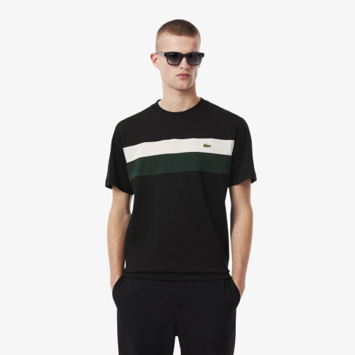 Мужская хлопковая футболка Lacoste колор-блок