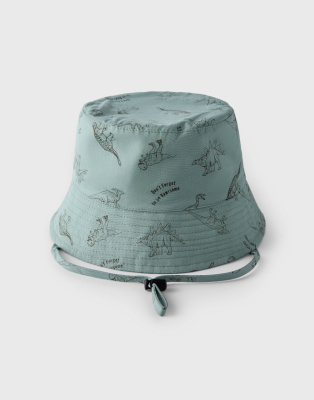 Зелёная панама с принтом и ремешком для мальчика Глория Джинс