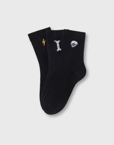 Чёрные носки с принтом 3 пары Глория Джинс