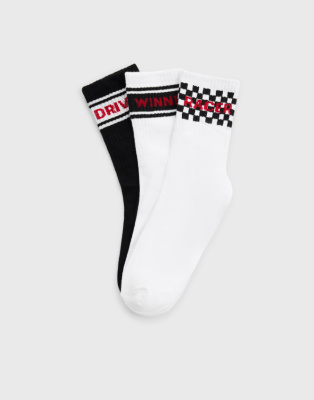 Высокие носки в рубчик с принтом 3 пары Глория Джинс