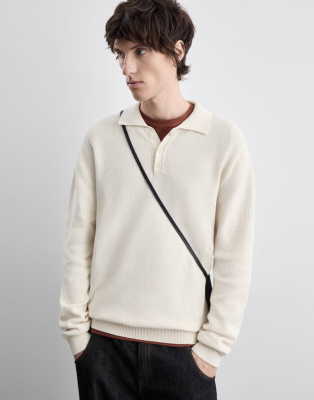 Молочное вязаное поло в рубчик Глория Джинс