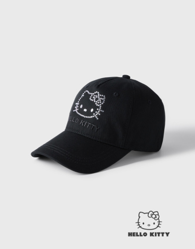 Чёрная бейсболка со стразами Hello Kitty Глория Джинс