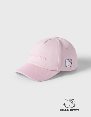 Розовая бейсболка с принтом и вышивкой Hello Kitty для девочки Глория Джинс