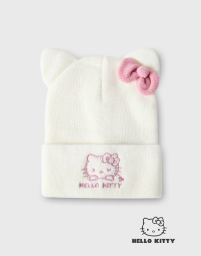 Молочная шапка бини с вышивкой Hello Kitty для девочки Глория Джинс