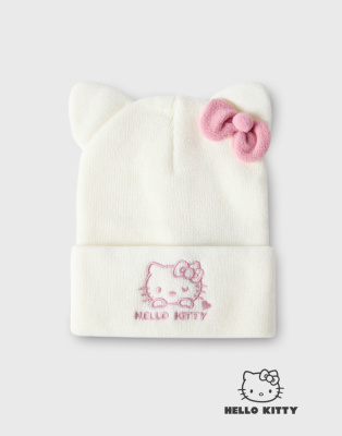 Молочная шапка бини с вышивкой Hello Kitty для девочки Глория Джинс