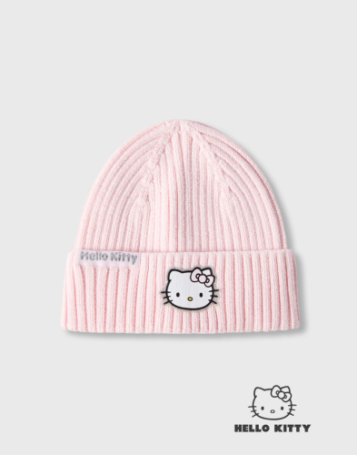 Розовая шапка бини с вышивкой Hello Kitty для девочки Глория Джинс
