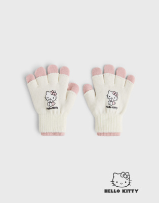 Розовые перчатки с принтом Hello Kitty для девочки Глория Джинс