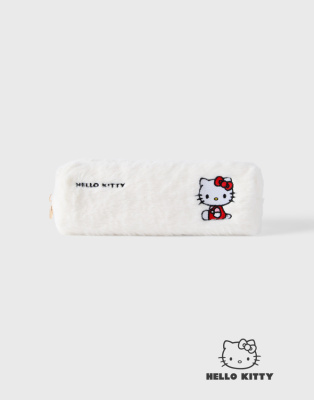 Молочный пушистый пенал с вышивкой Hello Kitty Глория Джинс