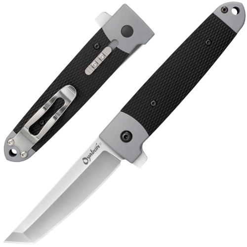 Нож складной Cold Steel Oyabun, сталь 4034SS, рукоять TPR/GRN, черный/серый