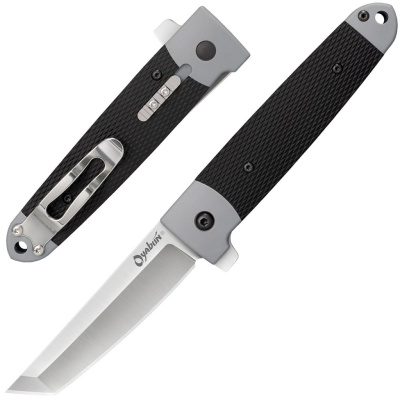 Нож складной Cold Steel Oyabun, сталь 4034SS, рукоять TPR/GRN, черный/серый