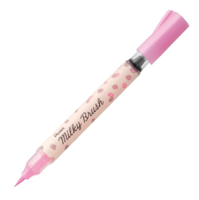 Маркер-кисть Pentel "Milky" с кнопкой подкачки чернил XGFH в блистере 1-10 мм кисть, розовый пастель