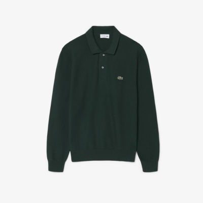 Мужской трикотажный свитер-поло Lacoste с длинным рукавом