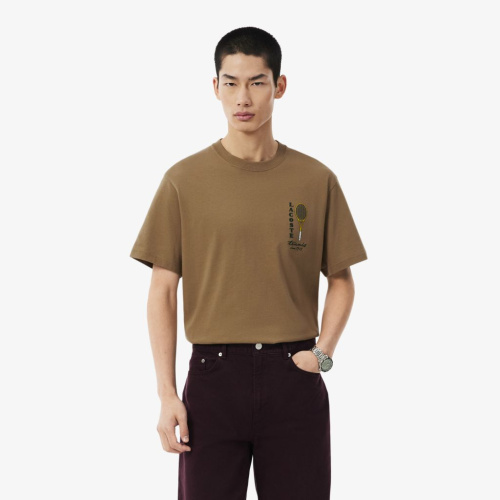 Мужская футболка из хлопкового джерси с принтом и акцентной вышивкой Lacoste