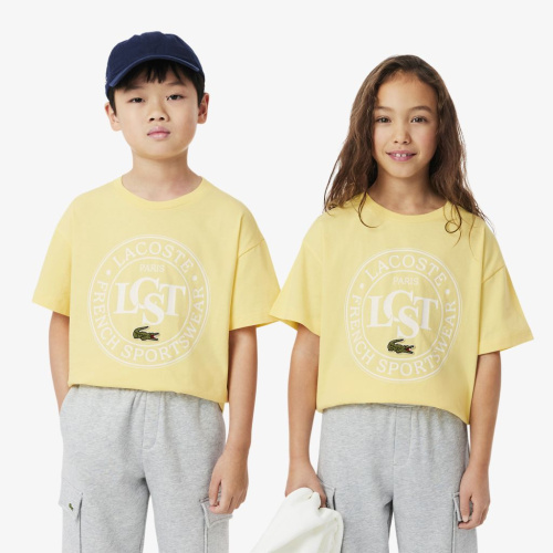 Детская футболка Lacoste из хлопка с принтом
