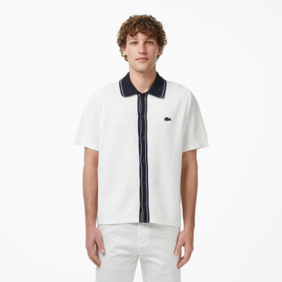 Мужская вязанная рубашка Lacoste с коротким рукавом