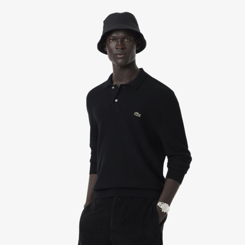 Мужской трикотажный свитер-поло Lacoste с длинным рукавом