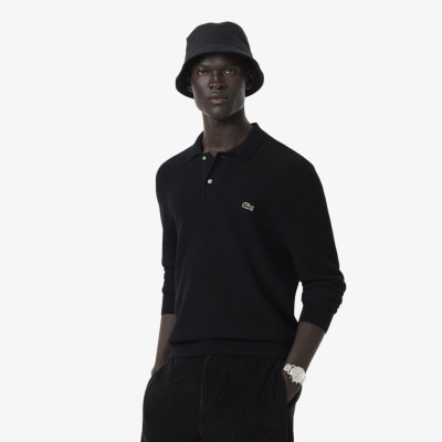 Мужской трикотажный свитер-поло Lacoste с длинным рукавом