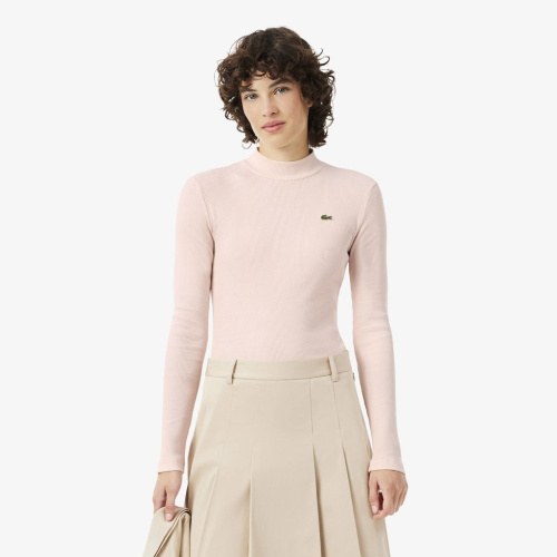 Лонгслив женский Lacoste хлопковый в рубчик