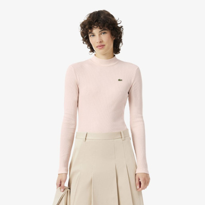 Лонгслив женский Lacoste хлопковый в рубчик