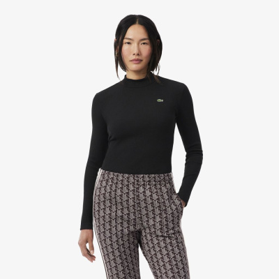 Лонгслив женский Lacoste хлопковый в рубчик