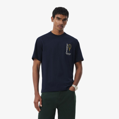 Мужская футболка из хлопкового джерси с принтом и акцентной вышивкой Lacoste