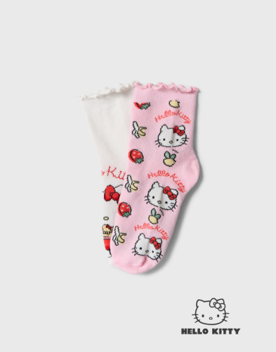 Носки с оборками и принтом Hello Kitty для девочки 2 пары Глория Джинс