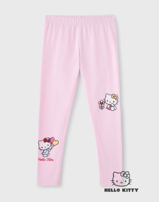 Розовые легинсы с принтом Hello Kitty для девочки Глория Джинс