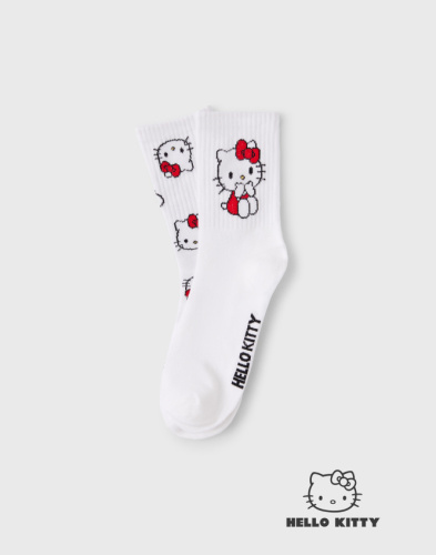 Белые носки в рубчик с принтом Hello Kitty 2 пары Глория Джинс