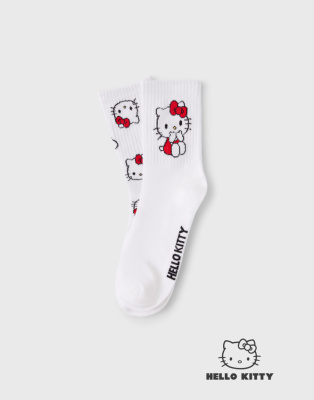Белые носки в рубчик с принтом Hello Kitty 2 пары Глория Джинс