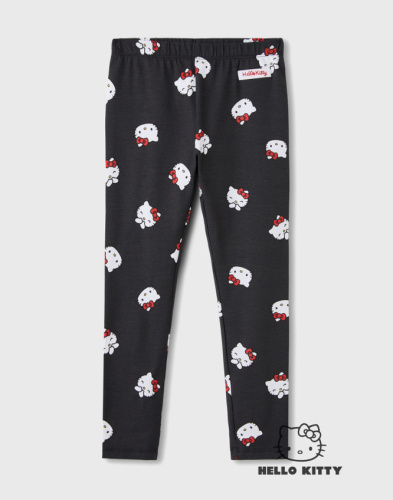 Чёрные легинсы с принтом Hello Kitty для девочки Глория Джинс