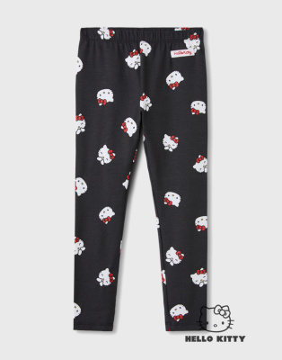 Чёрные легинсы с принтом Hello Kitty для девочки Глория Джинс