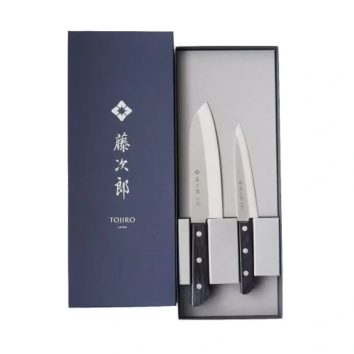 Набор из 2-х кухонных ножей Tojiro Western Knife TBS-200, сталь VG-10, рукоять дерево, черный