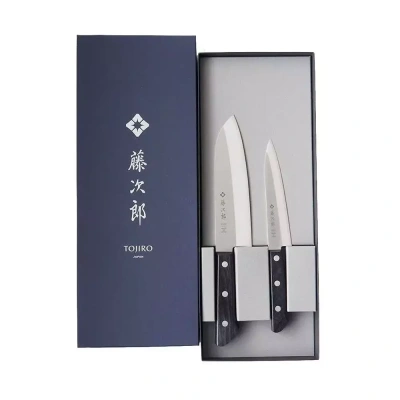 Набор из 2-х кухонных ножей Tojiro Western Knife TBS-200, сталь VG-10, рукоять дерево, черный