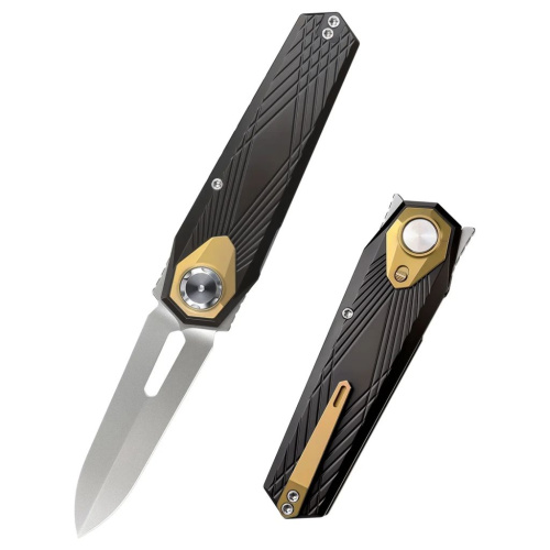 Складной нож Remette Infinite Power, сталь M390, рукоять титан, цвет черно-желтый