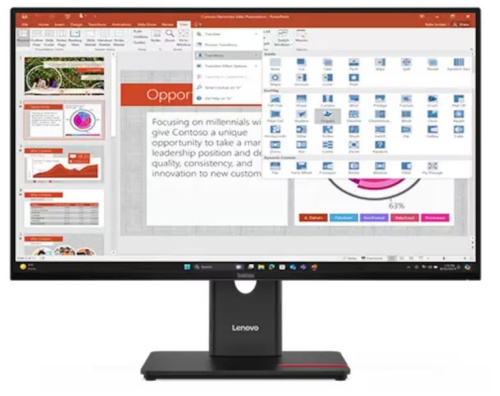 Монитор 27" Lenovo ThinkVision T27-40 1920x1080, 16:9, IPS, 300cd, 4ms, 178/178, VGA, HDMI, DP, USB, USB-C, 120Hz, HAS, black
