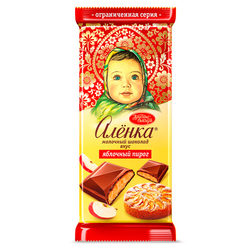 Шоколад «Алёнка», вкус яблочный пирог, Красный Октябрь, 87гр.