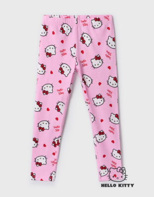 Розовые легинсы с принтом Hello Kitty для девочки Глория Джинс