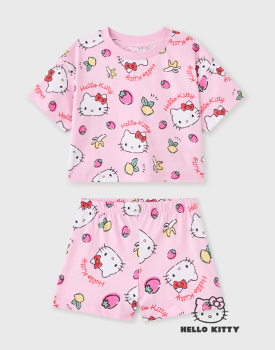 Розовая пижама с принтом Hello Kitty для девочки Глория Джинс