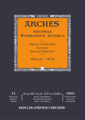 Альбом-склейка для акварели Arches "RG Watercolour Rough" 29,7х21 см 12 л 300 г, 100% хлопок, крупно