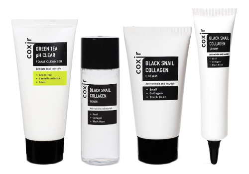 Набор для лица с коллагеном и муцином черной улитки Black Snail Collagen (тонер 30мл + пенка 30мл + сыворотка 15мл + крем 20мл)