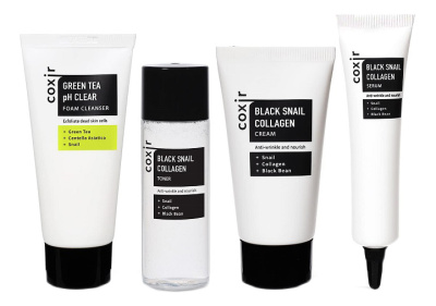 Набор для лица с коллагеном и муцином черной улитки Black Snail Collagen (тонер 30мл + пенка 30мл + сыворотка 15мл + крем 20мл)