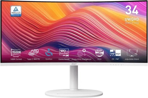 Монитор 34" MSI Modern MD342CQPW 9S6-3PC59H-036 3440X1440 21:9 UWQHD VA CURVE 1500R,1MS(MPRT),3000:1,100M:1,300NIT,2*HDMI,DP,2*USB TYPE-A,USB TYPE-B,U