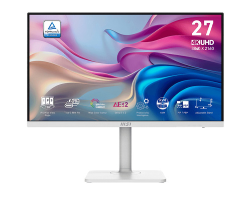 Монитор 27" MSI Modern MD272UPHW 9S6-3PB19H-403 3840x2160, 16:9, IPS, 4ms, 1000:1, 100M:1, 400cd, 178/178, HDMI*2, DP, USB Type-C, Speaker, Tilt, Swiv
